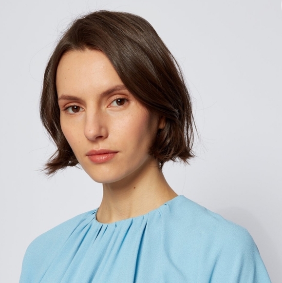 Kimono Sleeve Dress In Crepe/Satin trim - Lt.Blue Sold Out HUGO BOSS Size US 8 - Picture 6 of 14